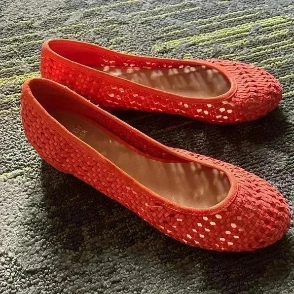 Eileen Fisher Shoes - Eileen Fisher Ballet Pink Woven Knit Flat Slip On Shoe Coral Summer Vacation 9